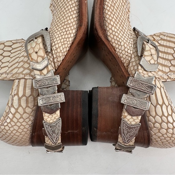 Freebird White Leather Snake Embossed Blade Boho Western Boots 8 - Picture 7 of 12